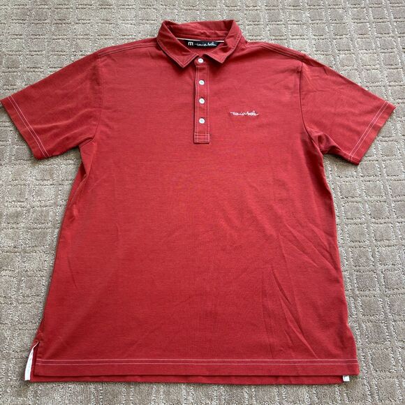 Travis Mathew Golf Polo Mens Large Burnt Red Orange Short Sleeve Preppy - Picture 1 of 7